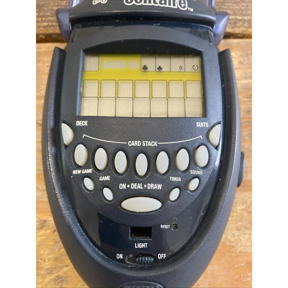 Radica 2003 Flip Top Lighted Solitaire Blue Handheld Electronic Game - Works